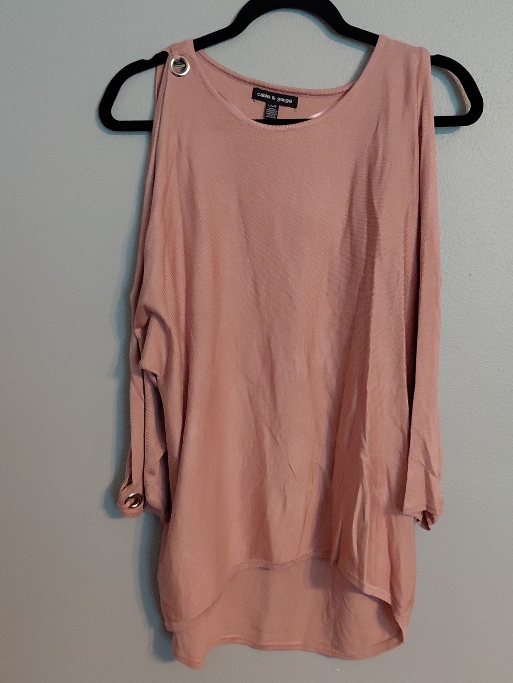 Cable & Gauge One-Shoulder Tunic Top - Blush